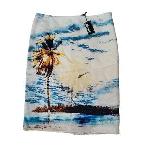 Lord & Taylor $110 RTL Palm Beach Graphic Print Lined Pencil Skirt Sz 8P NWT
